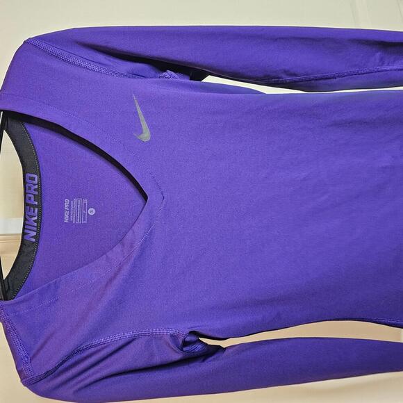 Nike Pro Long Sleeve V-Neck Top - Women's Size S - Purple - Picture 3 of 6